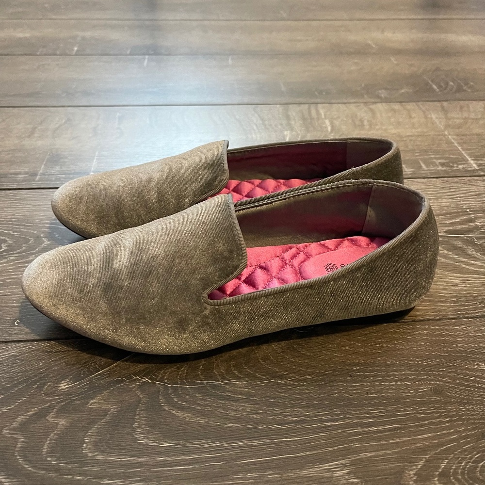 Birdies Grey Velvet Slip Ons Women's Size 5